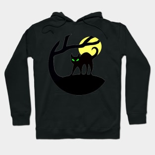 Halloween Haunted Black Cat and Moon Hoodie